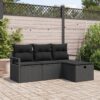 3360484 1 Set de canapele pentru grădină cu pernă 4 pcs Negru Rattan poli 3360484 1