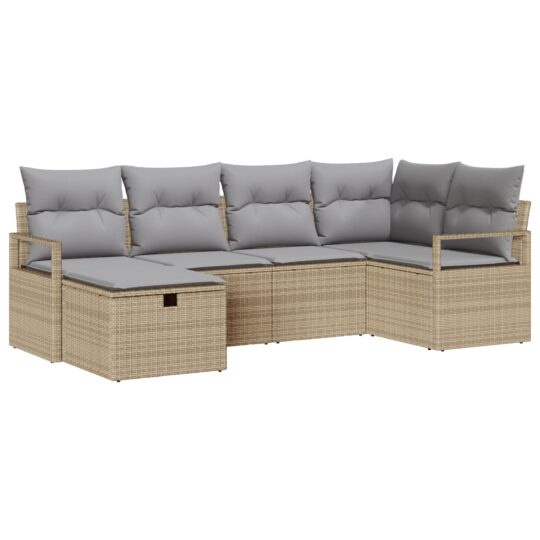 Alternative view of Set de canapele pentru grădină cu pernă 6 pcs Bej Rattan poli
