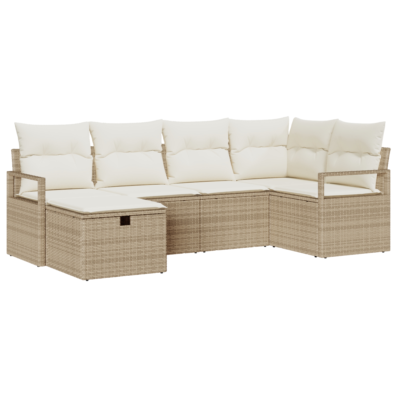 3360512 2 Set de canapele pentru grădină cu pernă 6 pcs Bej Rattan poli Set de canapele pentru grădină cu pernă 6 pcs Bej Rattan poli - imagine 2