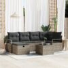 3360520 1 Set de canapele pentru grădină cu pernă 7 pcs Gri Rattan poli 3360520 1