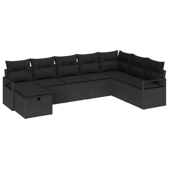 3360564 2 Set de canapele pentru grădină 8 pcs Negru Rattan poli 3360564 2