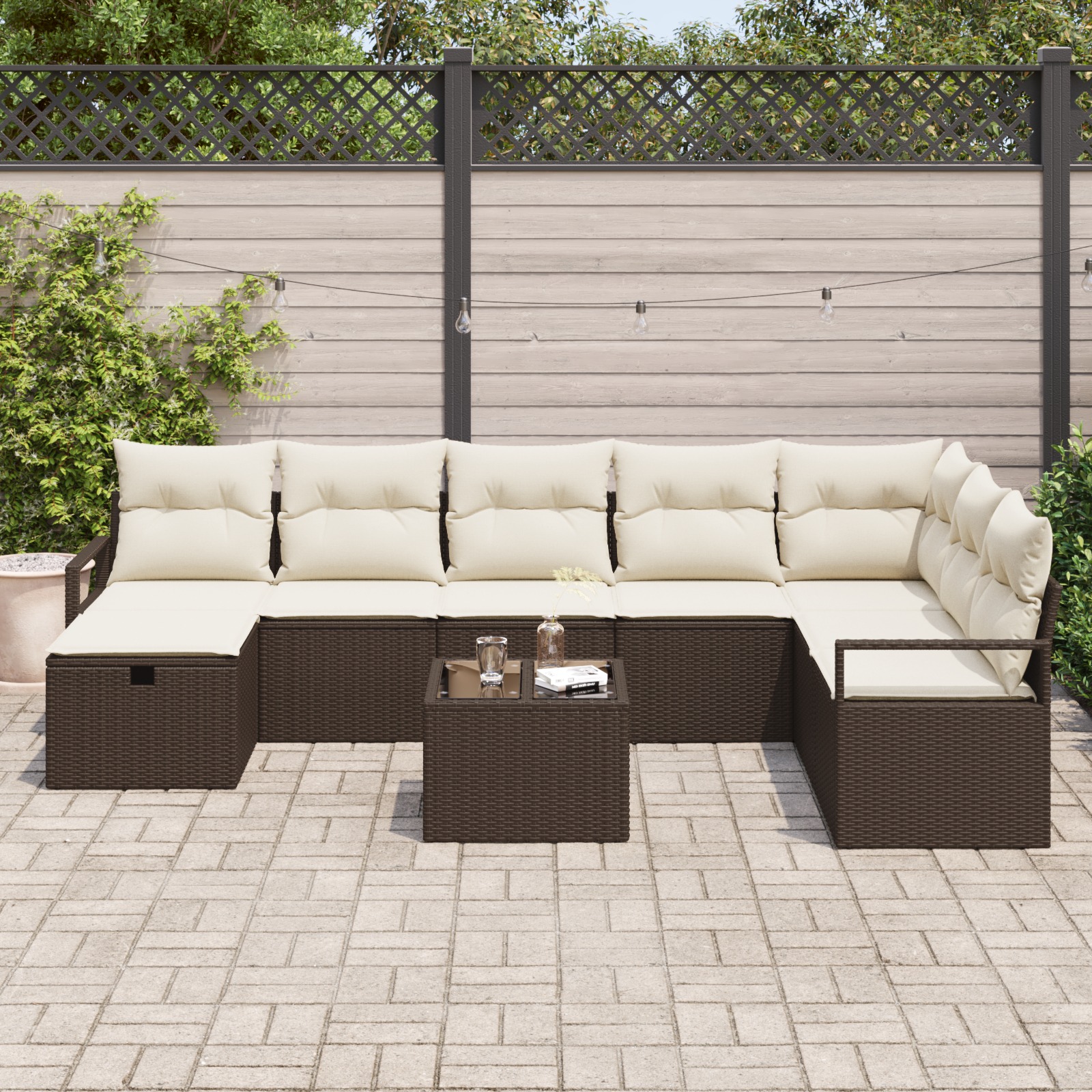 3360569 3 Set de canapele pentru grădină 9 pcs Maro Rattan poli Set de canapele pentru grădină 9 pcs Maro Rattan poli - imagine 3