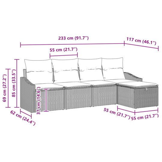 3360593 12 Set de canapele pentru grădină cu pernă 5 pcs Gri deschis 3360593 12