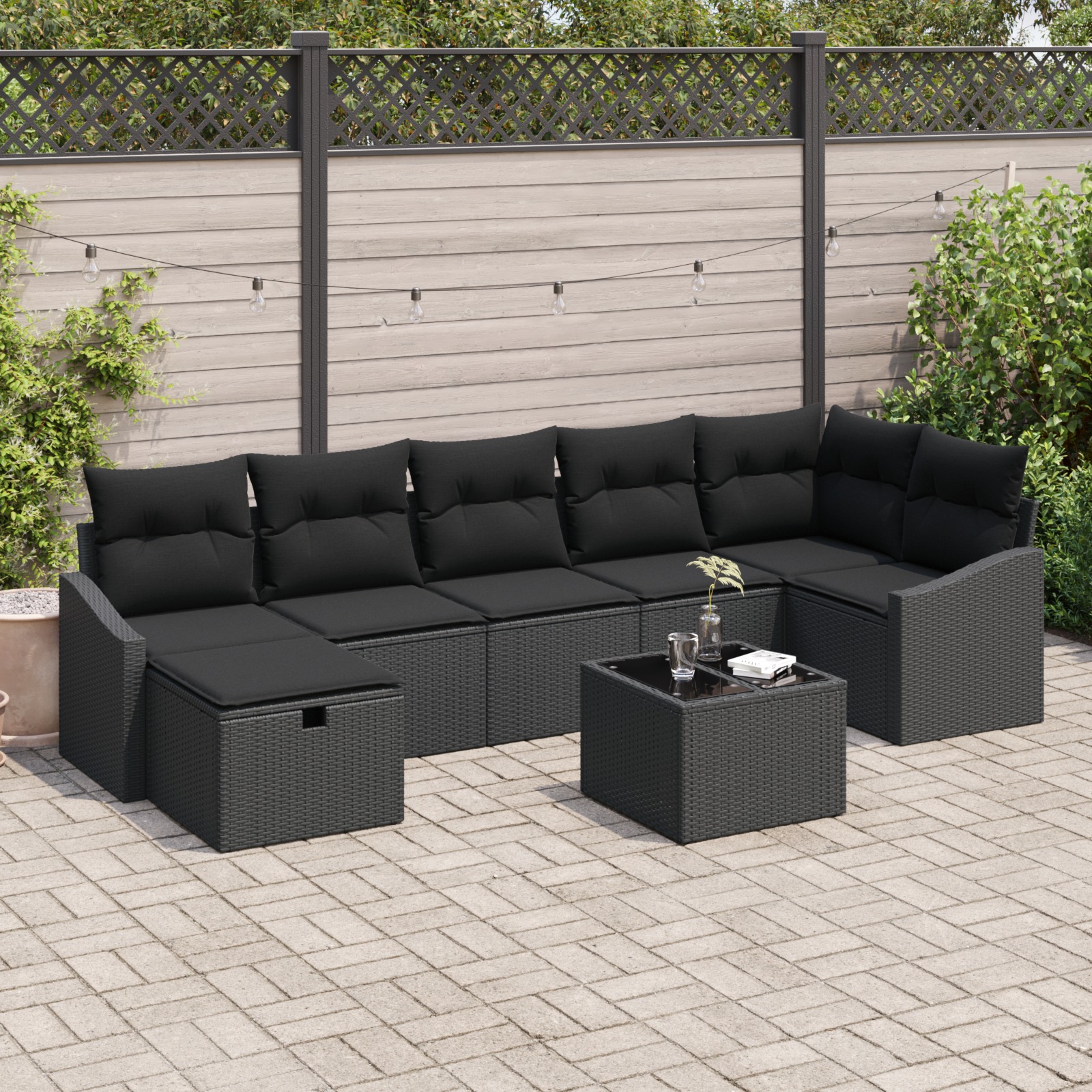 3360644 1 Set de canapele pentru grădină 8 pcs Negru 55 x 62 x 69 cm Set de canapele pentru grădină 8 pcs Negru 55 x 62 x 69 cm