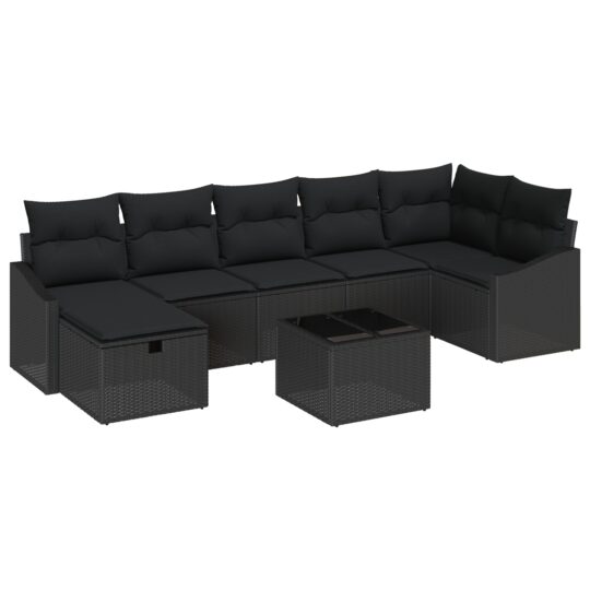 3360644 2 Set de canapele pentru grădină 8 pcs Negru 55 x 62 x 69 cm 3360644 2