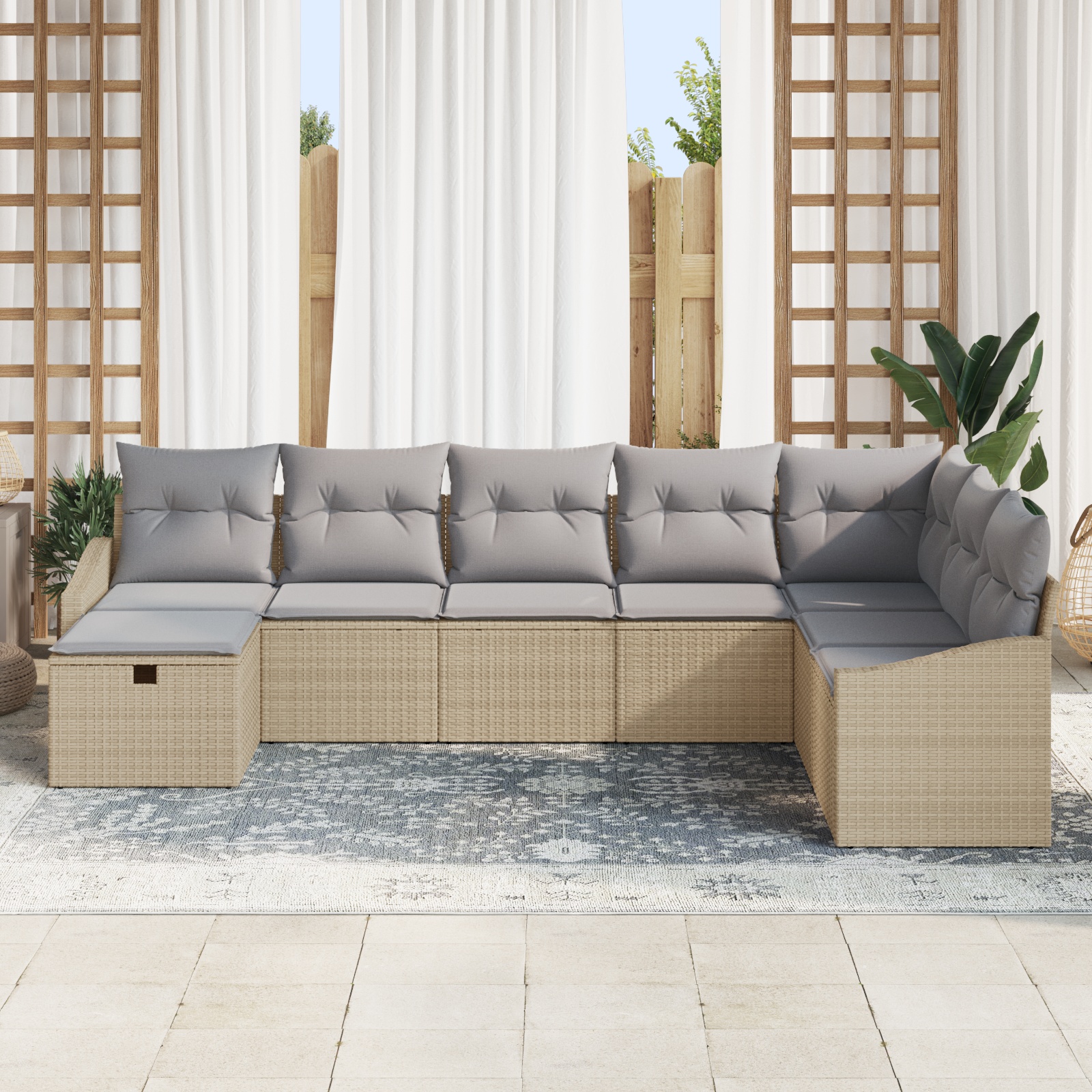 3360661 3 Set de canapele pentru grădină 8 pcs Bej 55 x 62 x 69 cm Set de canapele pentru grădină 8 pcs Bej 55 x 62 x 69 cm - imagine 3