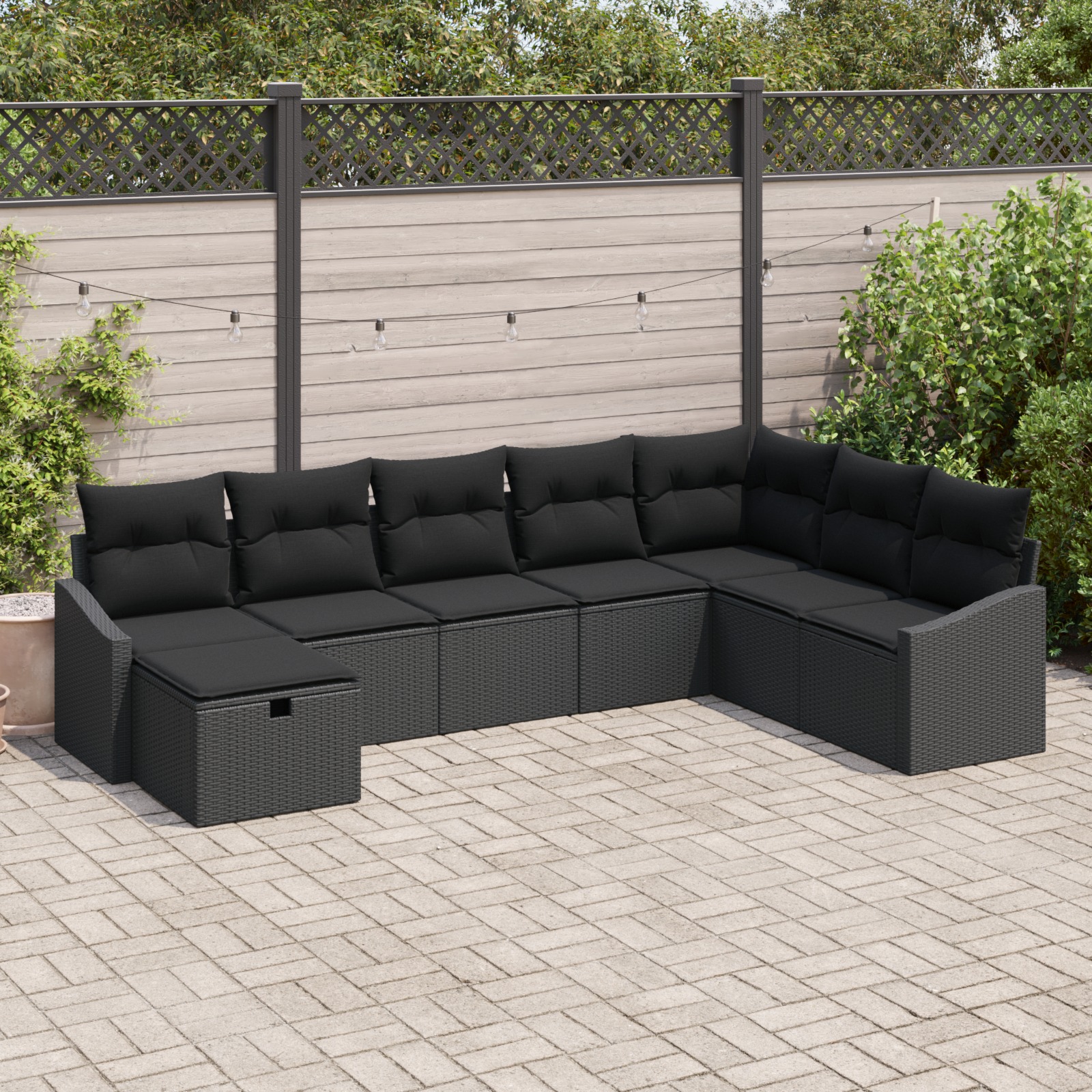 3360664 1 Set de canapele pentru grădină 8 pcs Negru 55 x 62 x 69 cm Set de canapele pentru grădină 8 pcs Negru 55 x 62 x 69 cm