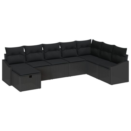 3360664 2 Set de canapele pentru grădină 8 pcs Negru 55 x 62 x 69 cm 3360664 2