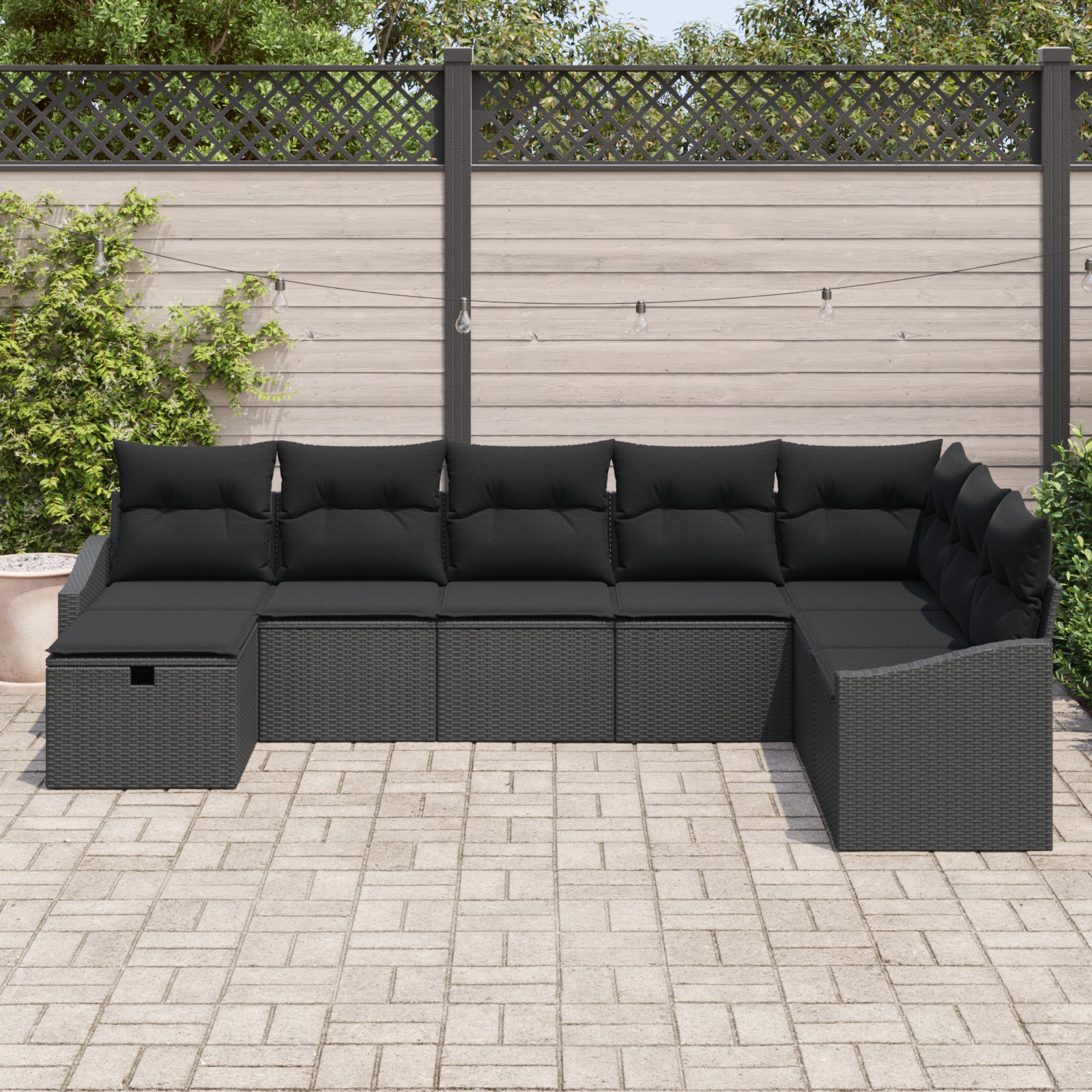3360664 3 Set de canapele pentru grădină 8 pcs Negru 55 x 62 x 69 cm Set de canapele pentru grădină 8 pcs Negru 55 x 62 x 69 cm - imagine 3