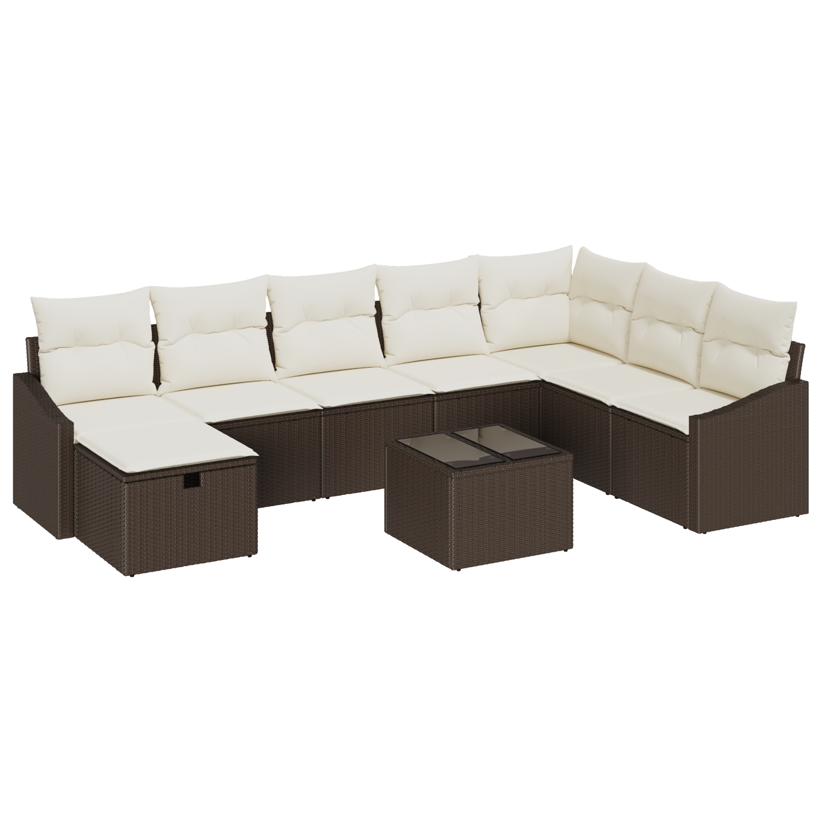 3360669 2 Set de canapele pentru grădină 9 pcs Maro 55 x 62 x 69 cm Set de canapele pentru grădină 9 pcs Maro 55 x 62 x 69 cm - imagine 2