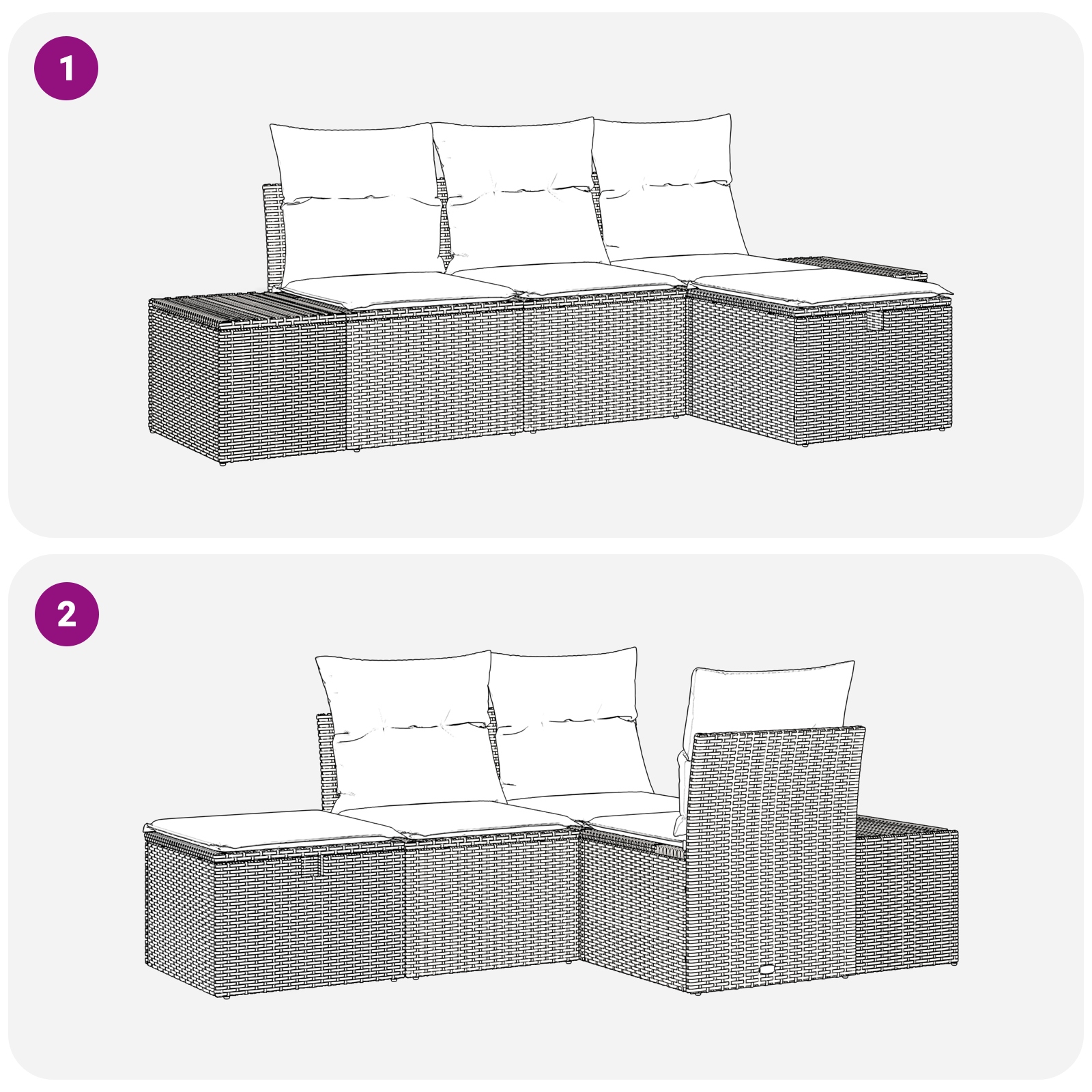 3360681 7 Set de canapele pentru grădină 4 pcs Bej 55 x 62 x 69 cm Set de canapele pentru grădină 4 pcs Bej 55 x 62 x 69 cm - imagine 7