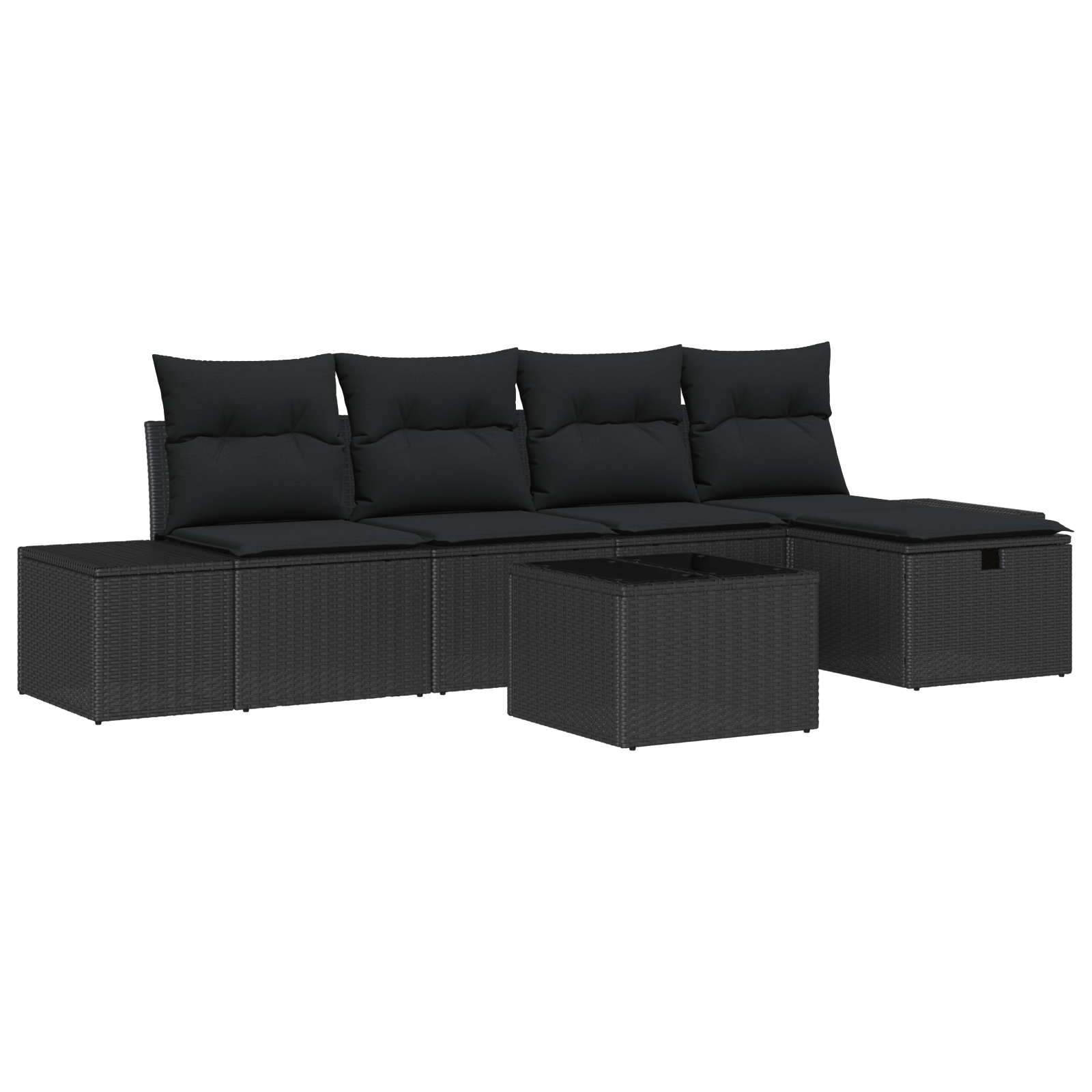 3360704 2 Set de canapele pentru grădină 6 pcs Negru 55 x 62 x 69 cm Set de canapele pentru grădină 6 pcs Negru 55 x 62 x 69 cm - imagine 2