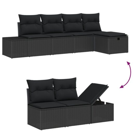 3360704 8 Set de canapele pentru grădină 6 pcs Negru 55 x 62 x 69 cm 3360704 8