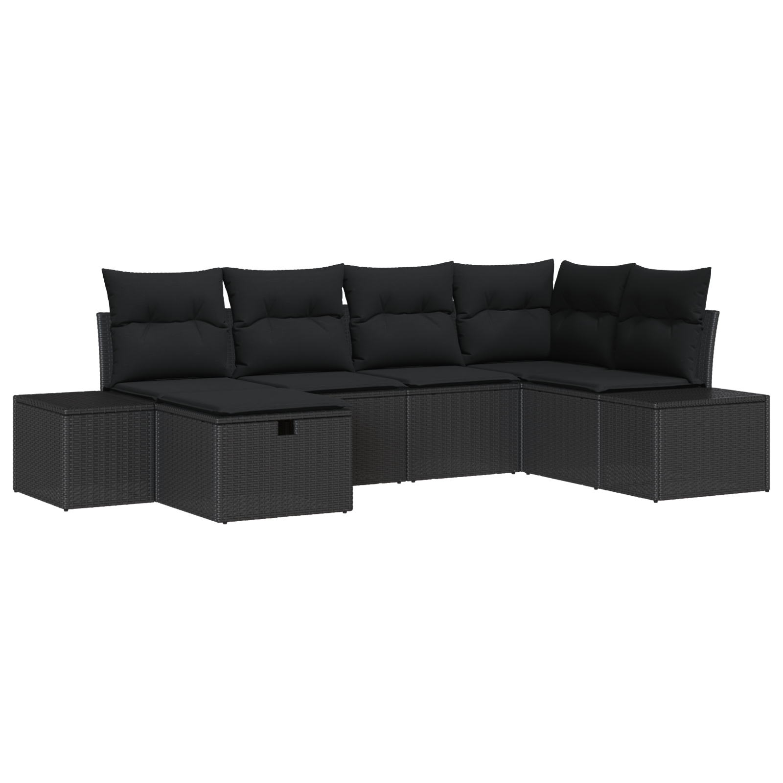3360714 2 Set de canapele pentru grădină 6 pcs Negru 55 x 62 x 69 cm Set de canapele pentru grădină 6 pcs Negru 55 x 62 x 69 cm - imagine 2