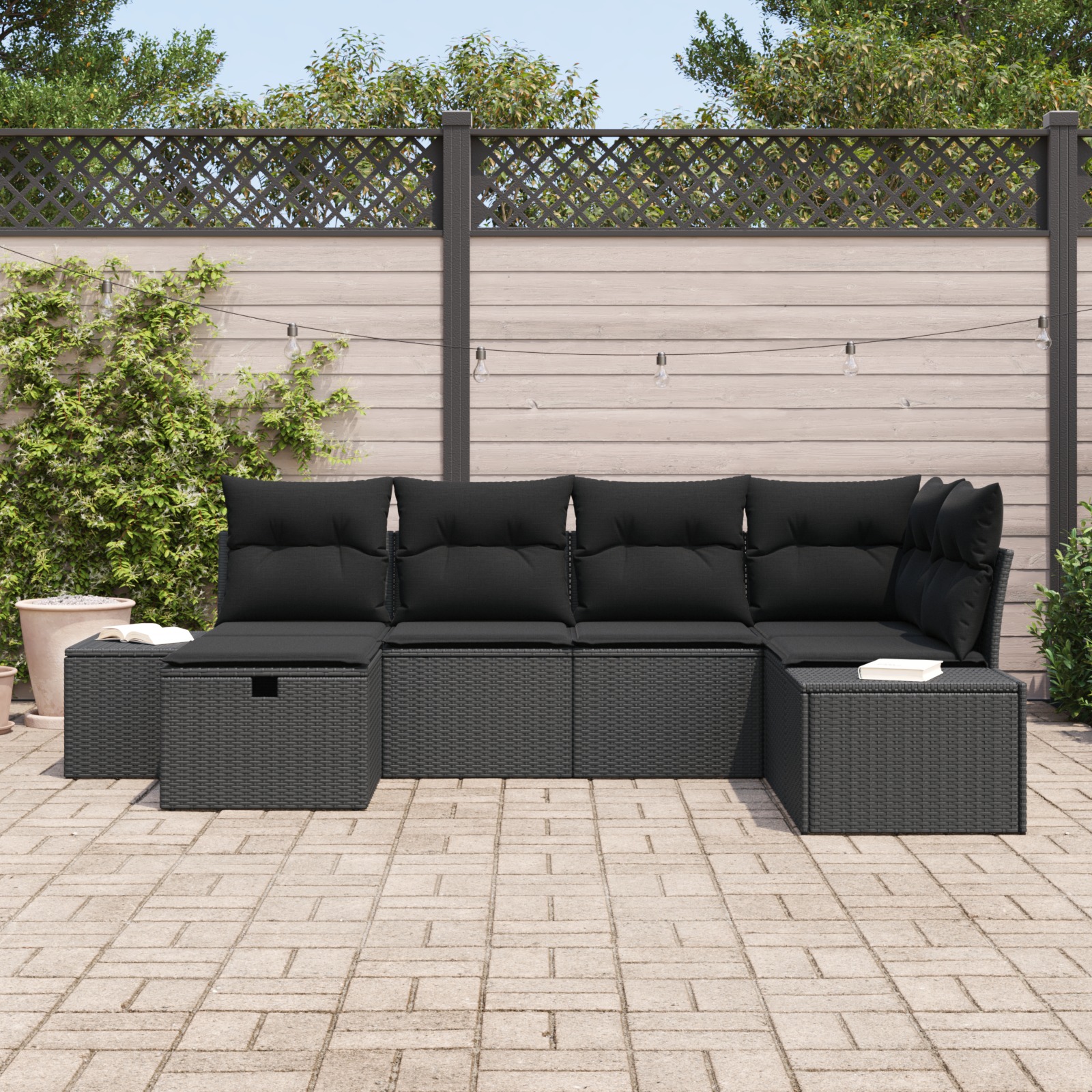 3360714 3 Set de canapele pentru grădină 6 pcs Negru 55 x 62 x 69 cm Set de canapele pentru grădină 6 pcs Negru 55 x 62 x 69 cm - imagine 3