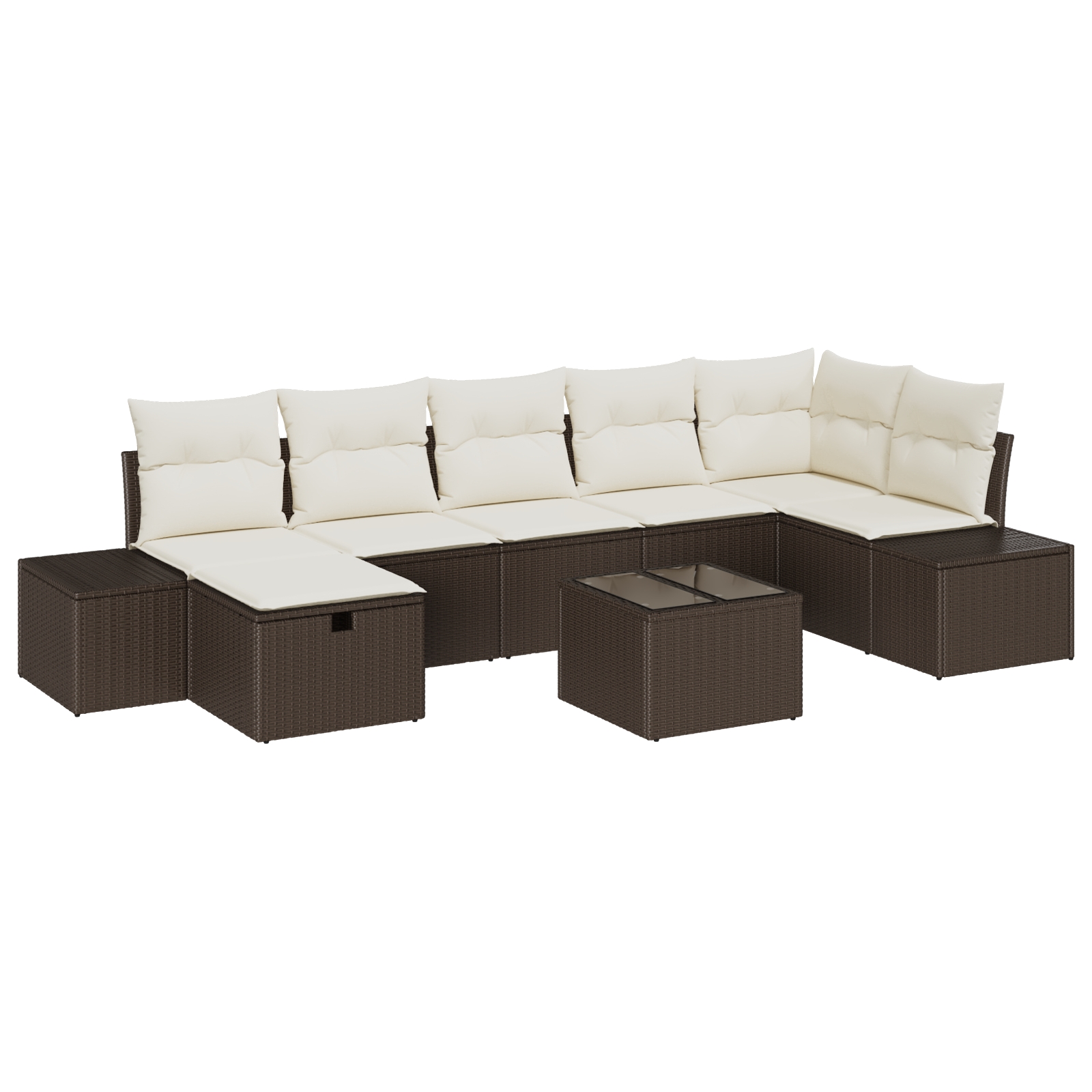 3360739 2 Set de canapele pentru grădină 8 pcs Maro 55 x 62 x 69 cm Set de canapele pentru grădină 8 pcs Maro 55 x 62 x 69 cm - imagine 2