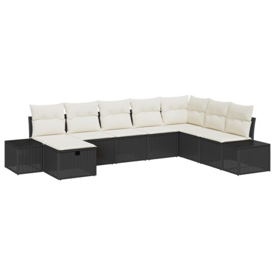 3360758 2 Set de canapele pentru grădină 8 pcs Negru 55 x 62 x 69 cm 3360758 2