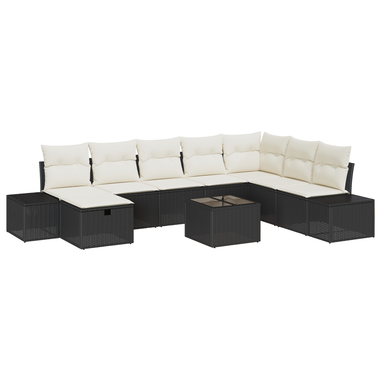 3360768 2 Set de canapele pentru grădină 9 pcs Negru 55 x 62 x 69 cm Set de canapele pentru grădină 9 pcs Negru 55 x 62 x 69 cm - imagine 2