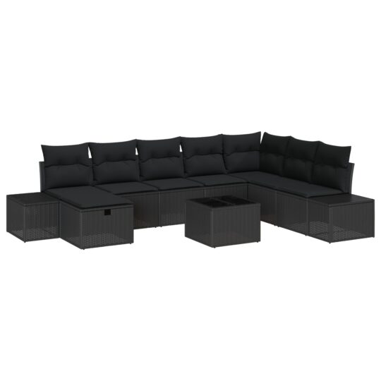 3360774 2 Set de canapele pentru grădină 9 pcs Negru 55 x 62 x 69 cm 3360774 2