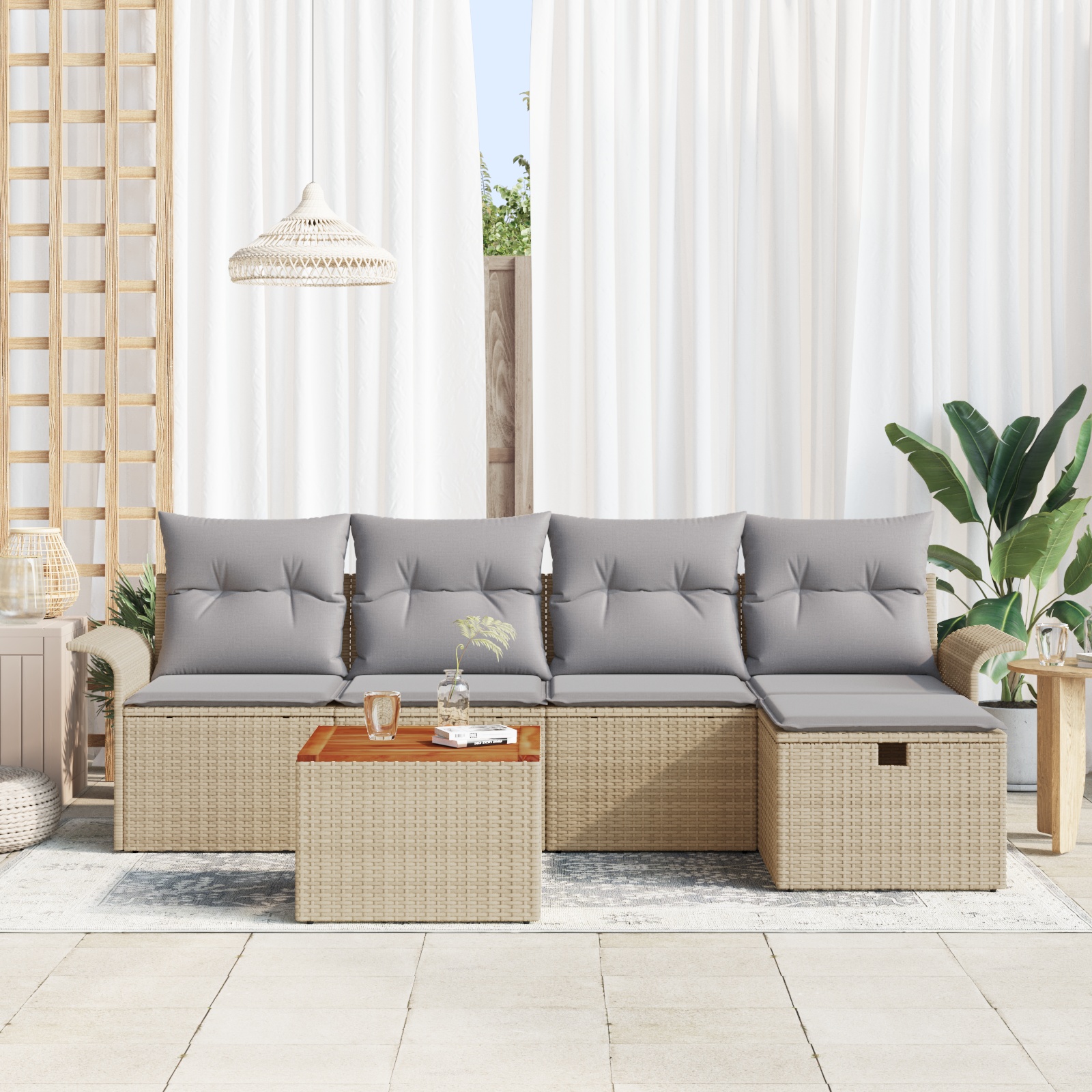 3360780 3 Set de canapele pentru grădină cu pernă 6 pcs Bej Rattan poli Set de canapele pentru grădină cu pernă 6 pcs Bej Rattan poli - imagine 3