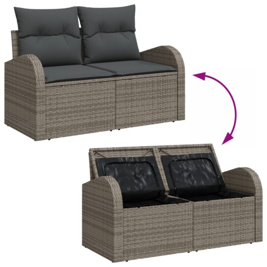 3360842 11 Set de canapele pentru grădină cu pernă 7 pcs Gri Rattan poli 3360842 11