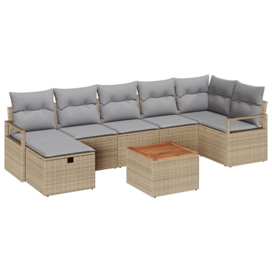 3360878 2 Set de canapele pentru grădină cu pernă 8 pcs Bej Rattan poli 3360878 2