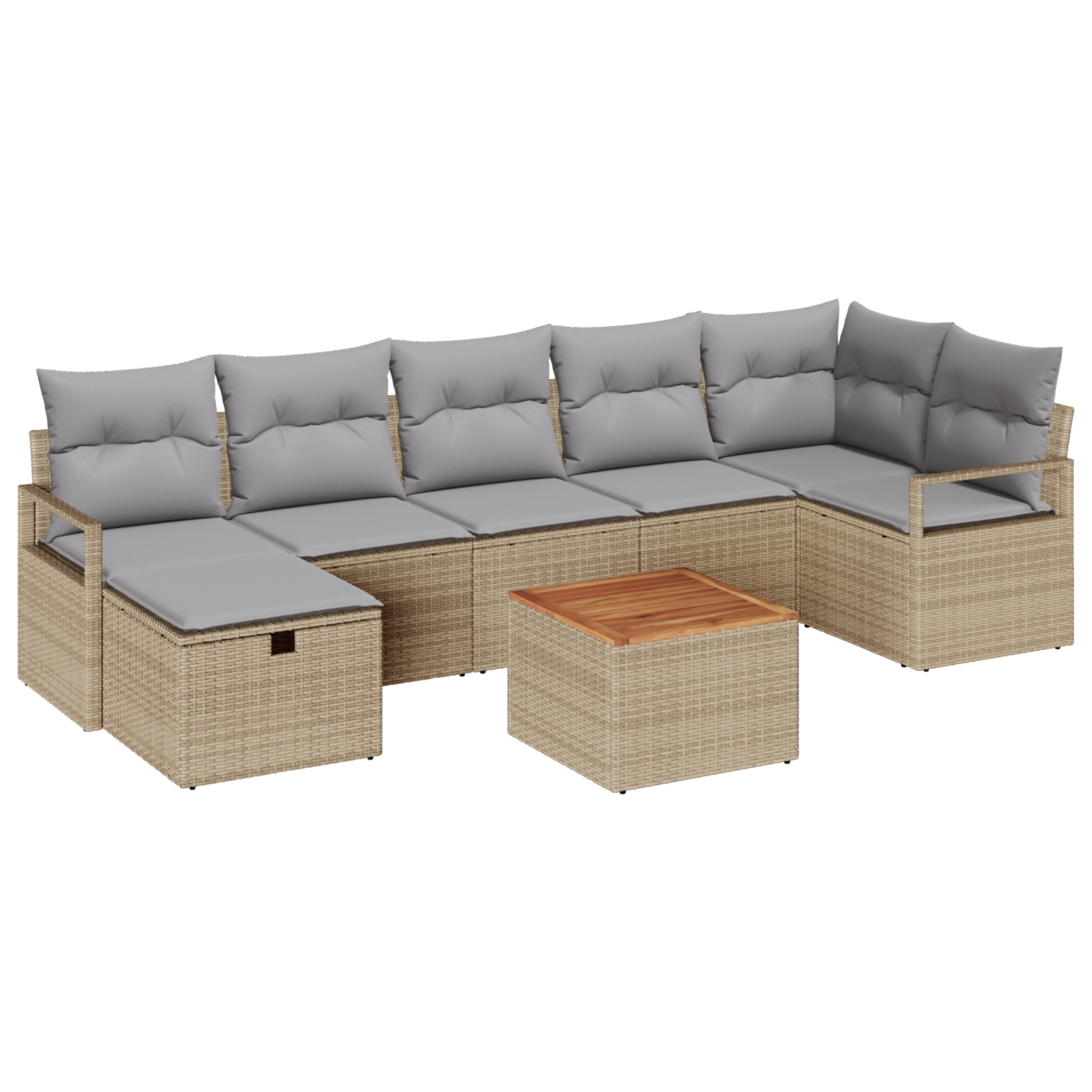 3360878 2 Set de canapele pentru grădină cu pernă 8 pcs Bej Rattan poli Set de canapele pentru grădină cu pernă 8 pcs Bej Rattan poli - imagine 2