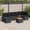 3360880 1 Set de canapele pentru grădină cu pernă 8 pcs Negru Rattan poli 3360880 1