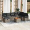 3360884 1 Set de canapele pentru grădină cu pernă 9 pcs Gri Rattan poli 3360884 1