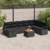 3360887 1 Set de canapele pentru grădină cu pernă 9 pcs Negru Rattan poli 3360887 1