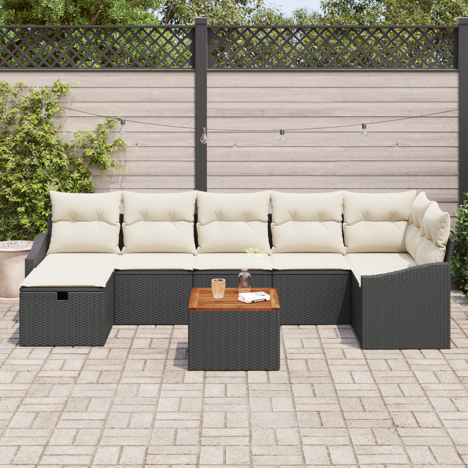 3360904 3 Set de canapele pentru grădină 8 pcs Negru Rattan poli Set de canapele pentru grădină 8 pcs Negru Rattan poli - imagine 3