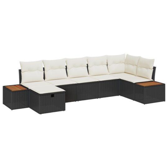 3360971 2 Set de canapele pentru grădină 7 pcs Negru 55 x 62 x 69 cm 3360971 2