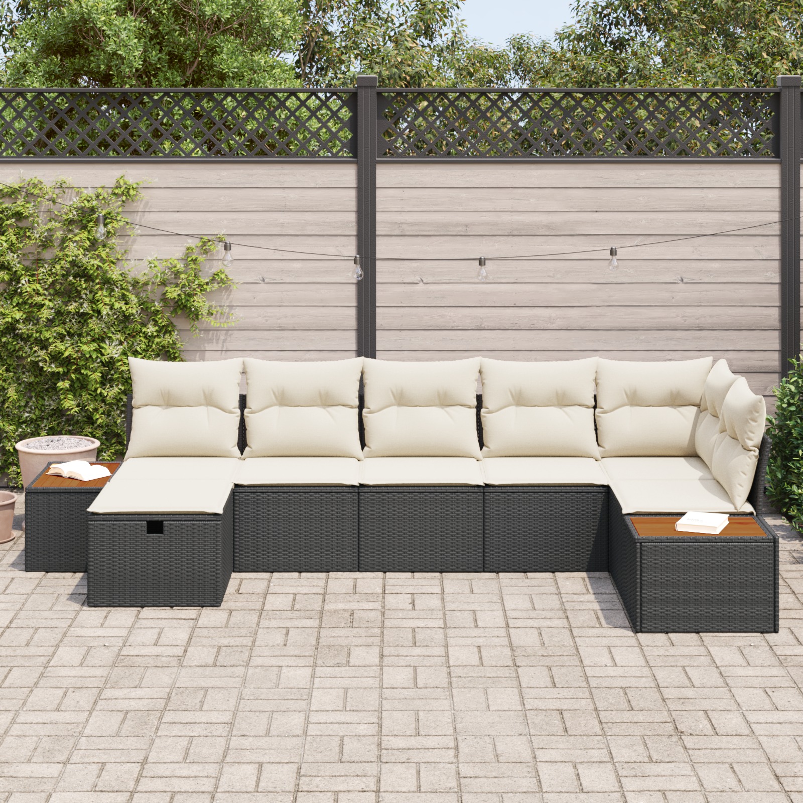 3360971 3 Set de canapele pentru grădină 7 pcs Negru 55 x 62 x 69 cm Set de canapele pentru grădină 7 pcs Negru 55 x 62 x 69 cm - imagine 3