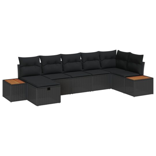 3360972 2 Set de canapele pentru grădină 7 pcs Negru 55 x 62 x 69 cm 3360972 2