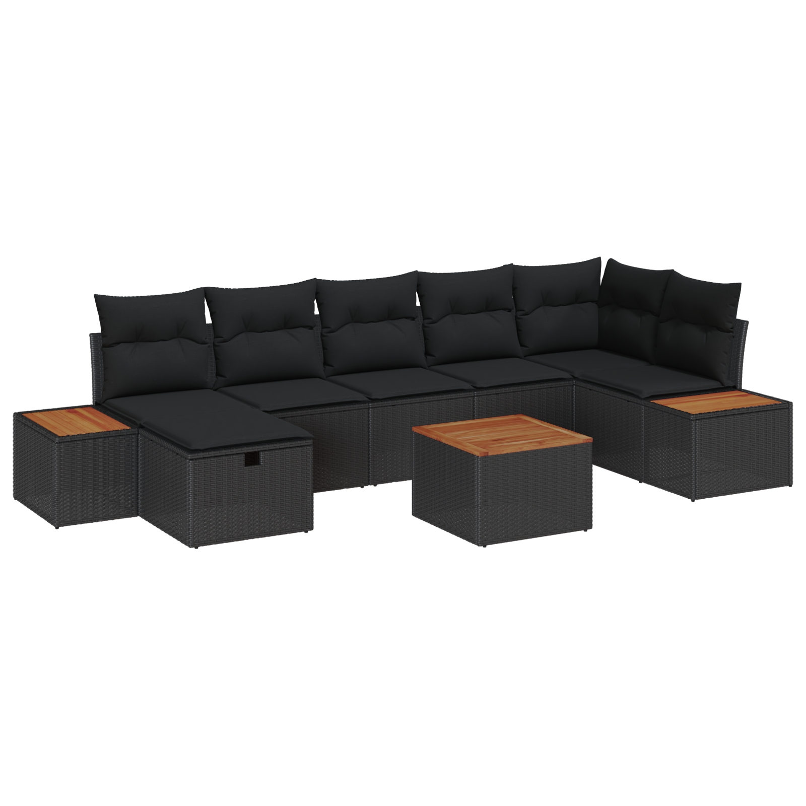 3360977 2 Set de canapele pentru grădină 8 pcs Negru 55 x 62 x 69 cm Set de canapele pentru grădină 8 pcs Negru 55 x 62 x 69 cm - imagine 2