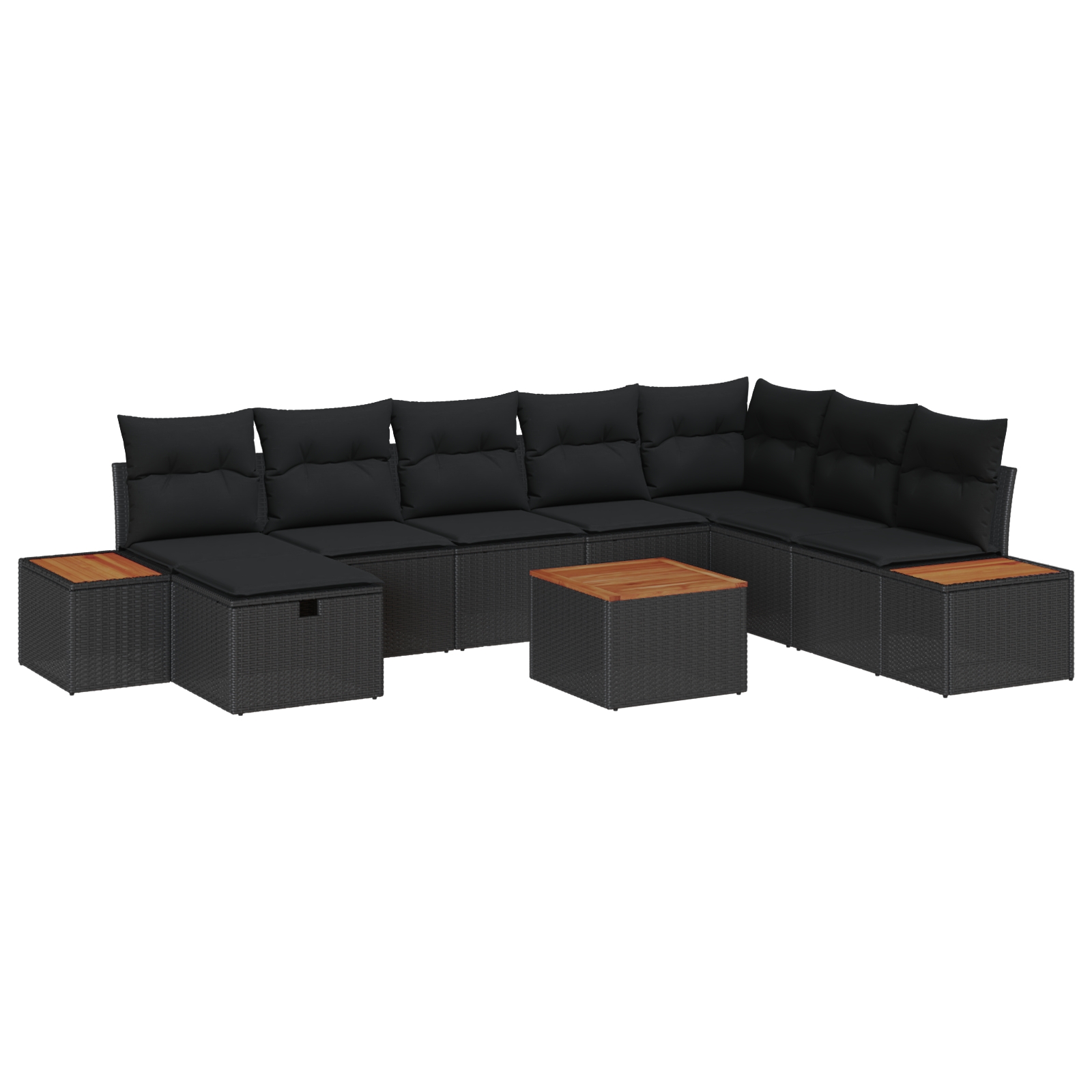 3360992 2 Set de canapele pentru grădină 9 pcs Negru 55 x 62 x 69 cm Set de canapele pentru grădină 9 pcs Negru 55 x 62 x 69 cm - imagine 2