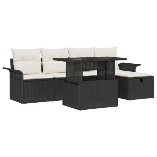 Alternative view of Set de canapele pentru grădină cu pernă 6 pcs Negru Rattan poli