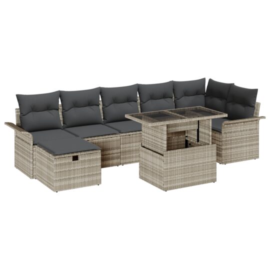 Alternative view of Set de canapele pentru grădină 8 pcs Gri deschis Rattan poli