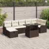 3361057 1 Set de canapele pentru grădină cu pernă 8 pcs Maro Rattan poli 3361057 1