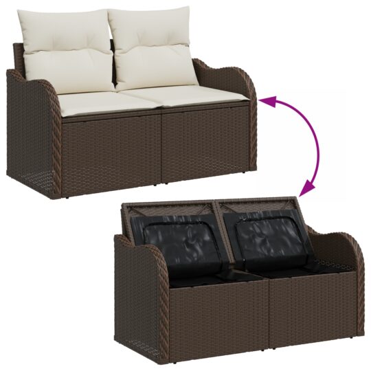 3361057 12 Set de canapele pentru grădină cu pernă 8 pcs Maro Rattan poli 3361057 12