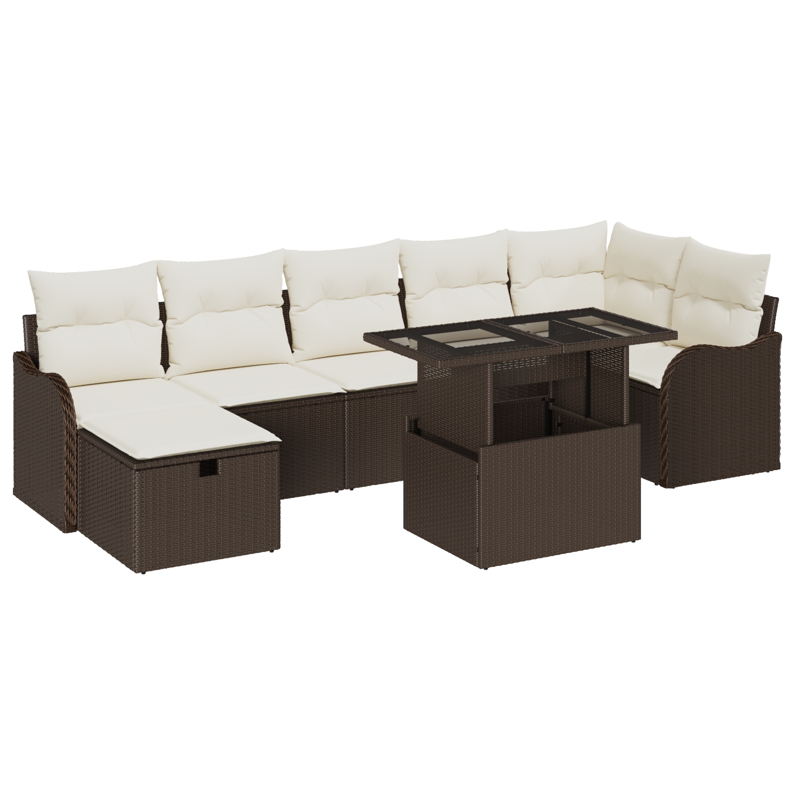 3361057 2 Set de canapele pentru grădină cu pernă 8 pcs Maro Rattan poli Set de canapele pentru grădină cu pernă 8 pcs Maro Rattan poli - imagine 2