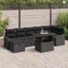 3361062 1 Set de canapele pentru grădină cu pernă 8 pcs Negru Rattan poli 3361062 1