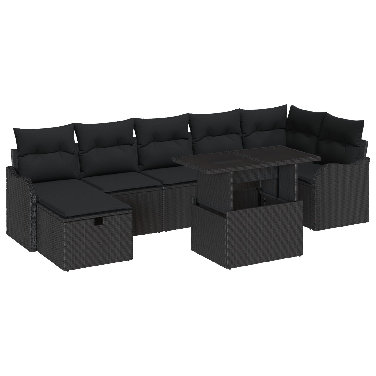 3361062 2 Set de canapele pentru grădină cu pernă 8 pcs Negru Rattan poli Set de canapele pentru grădină cu pernă 8 pcs Negru Rattan poli - imagine 2
