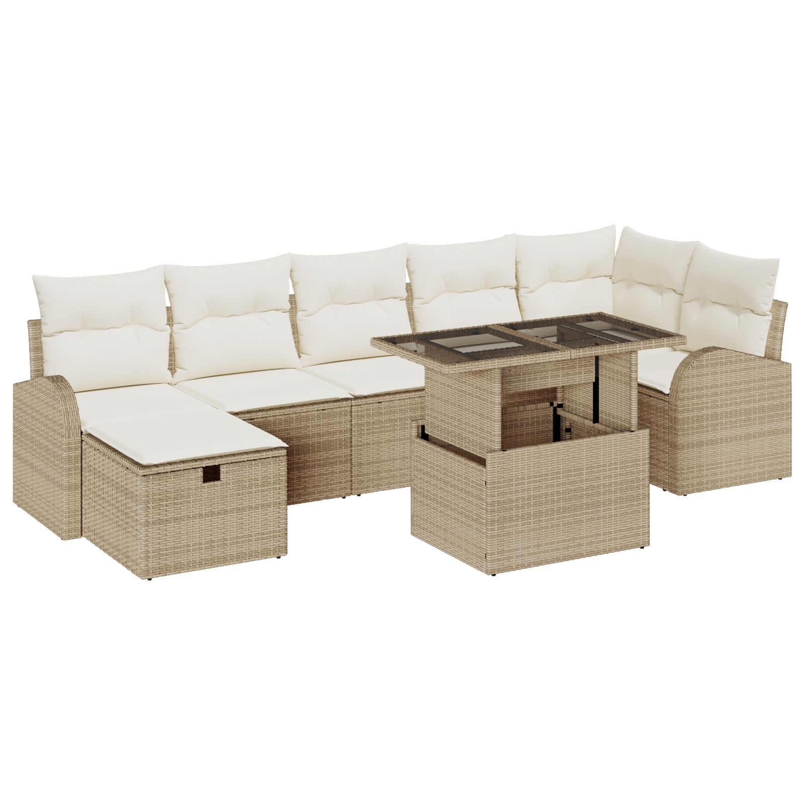 3361100 2 Set de canapele pentru grădină cu pernă 8 pcs Bej Rattan poli Set de canapele pentru grădină cu pernă 8 pcs Bej Rattan poli - imagine 2
