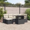 3361126 1 Set de canapele pentru grădină cu pernă 7 pcs Negru Rattan poli 3361126 1