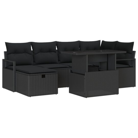 3361132 2 Set de canapele pentru grădină cu pernă 7 pcs Negru Rattan poli 3361132 2