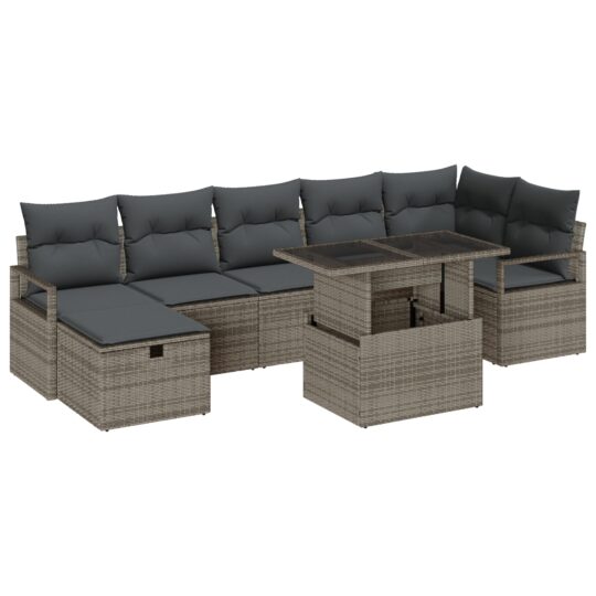 3361138 2 Set de canapele pentru grădină cu pernă 8 pcs Gri Rattan poli 3361138 2