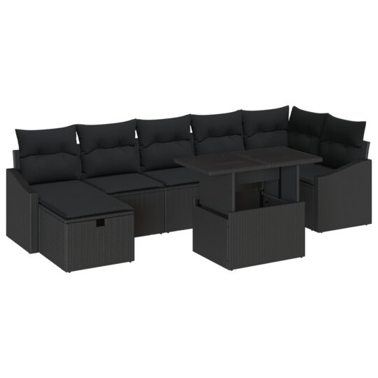 3361182 2 Set de canapele pentru grădină 8 pcs Negru poliratan 3361182 2