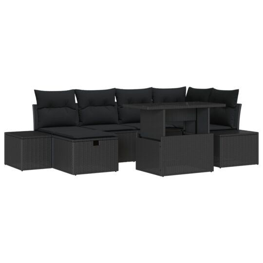 3361212 2 Set de canapele pentru grădină 7 pcs Negru poliratan 3361212 2