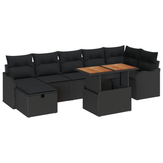 3361282 2 Set de canapele pentru grădină 8 pcs Negru Rattan poli 3361282 2